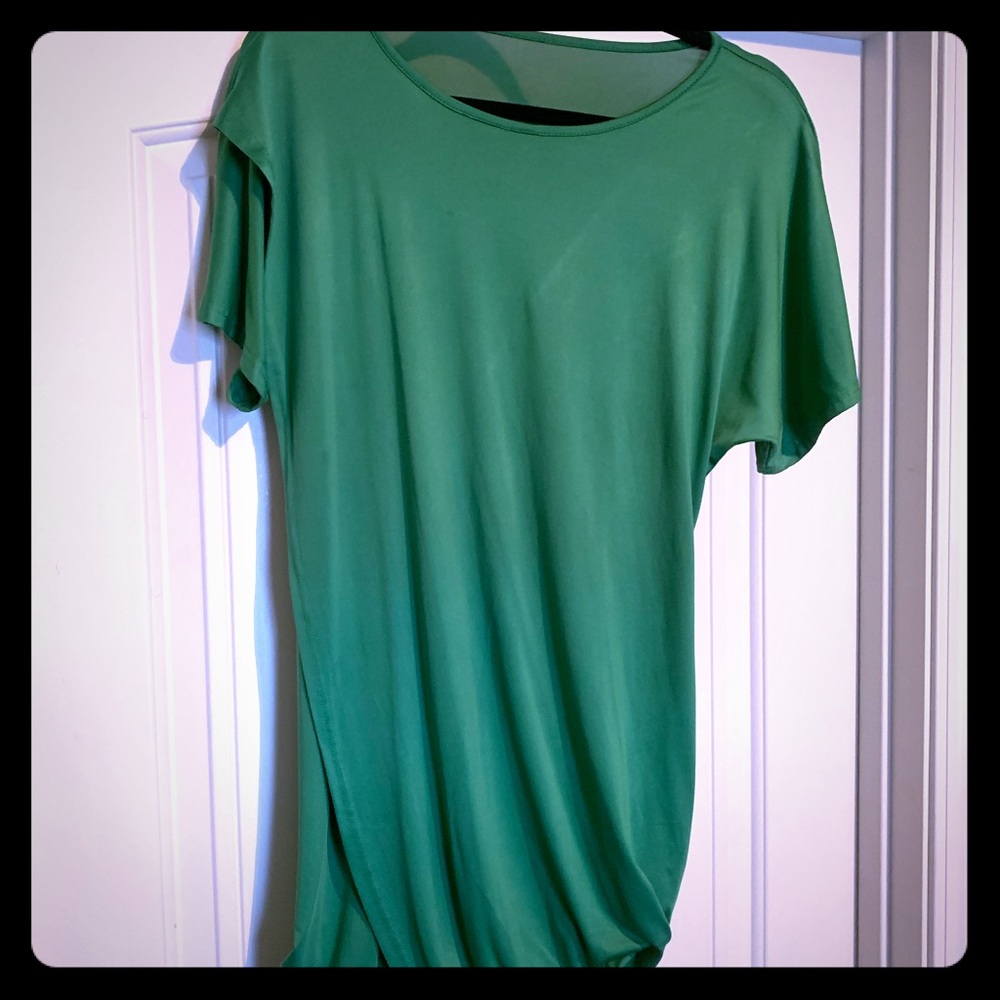 Green Bodycon Ruched Wrap T-Shirt Dress